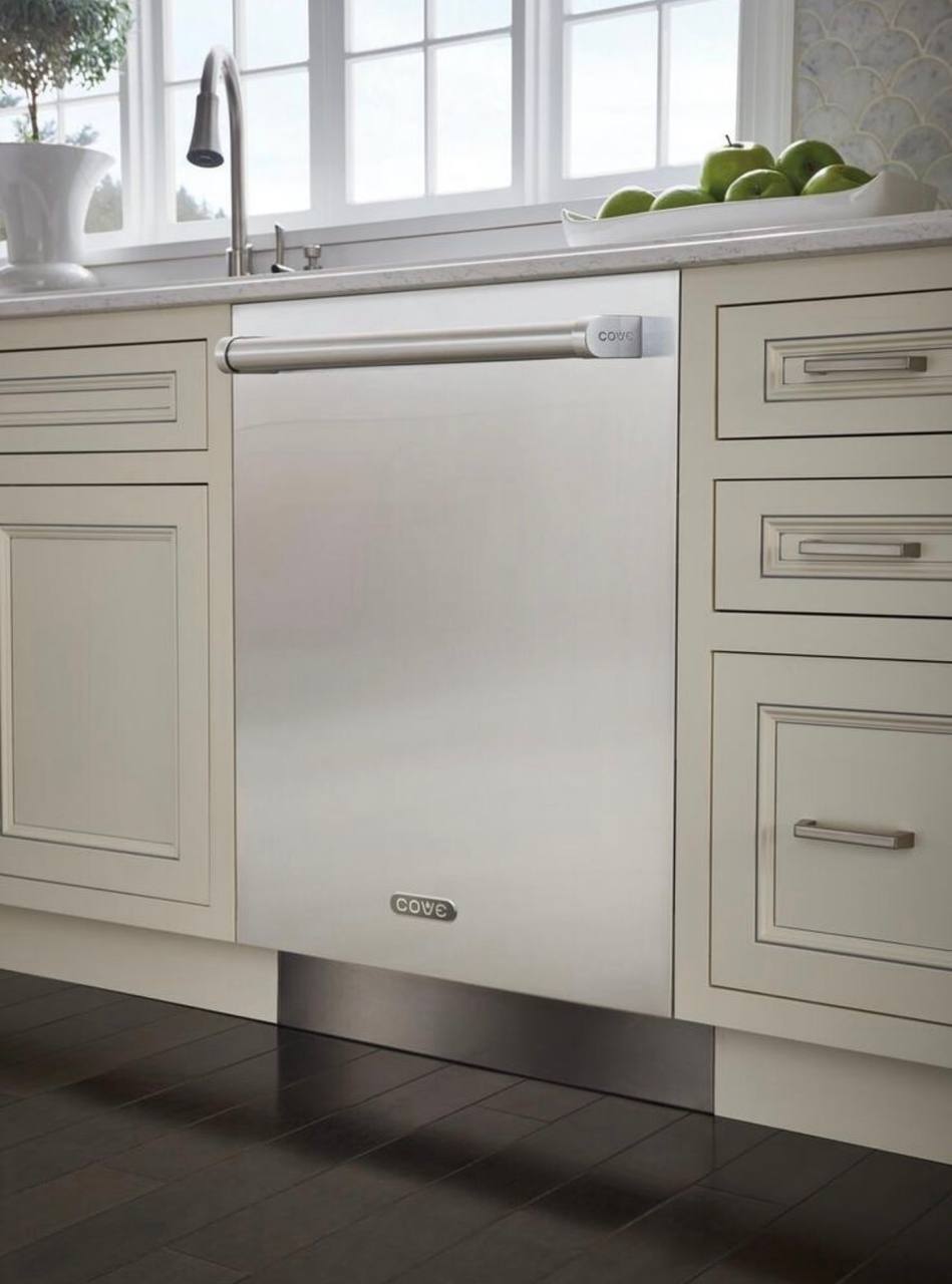 Panel-ready dishwasher integrated into custom kitchen cabinetry